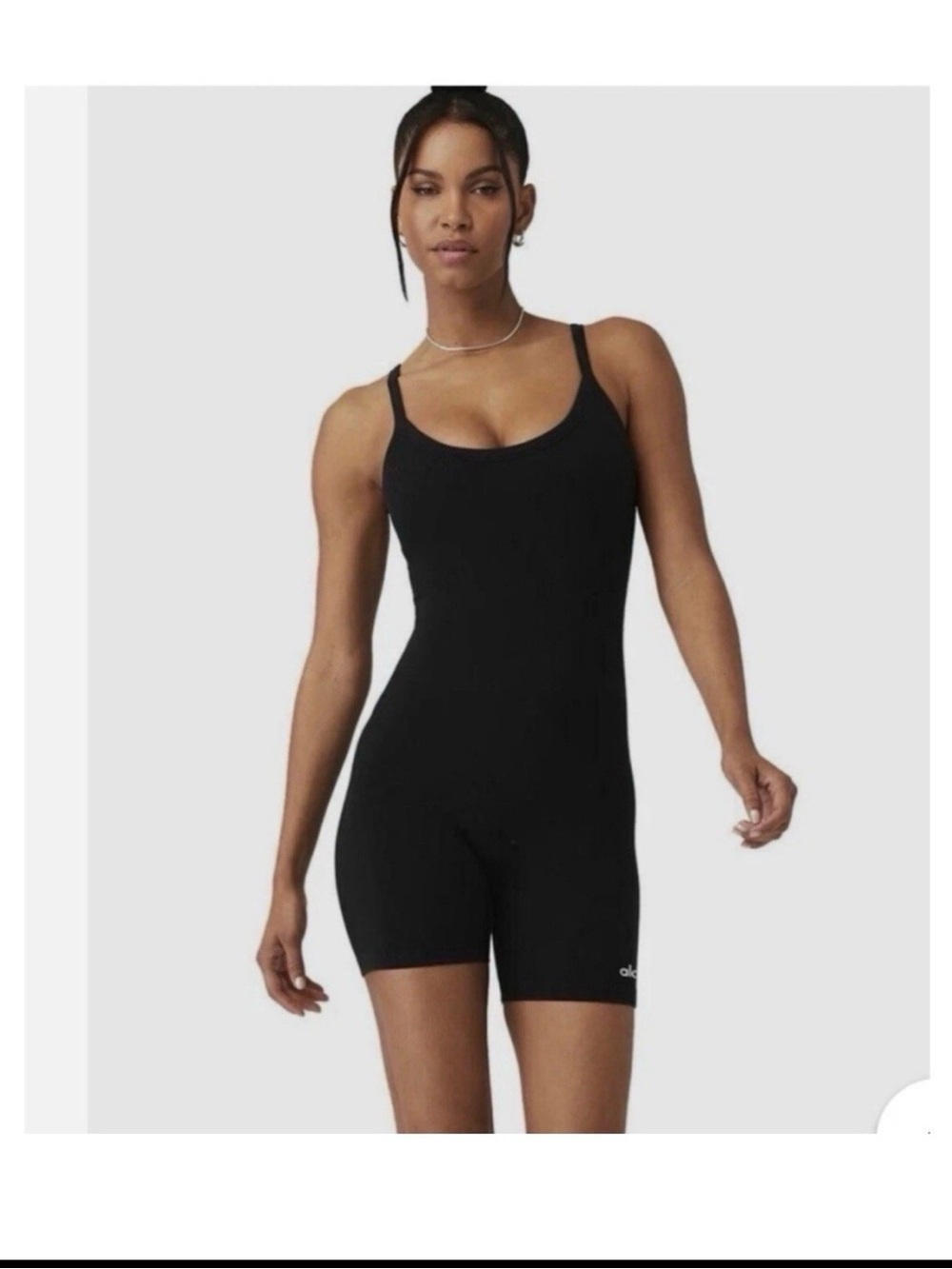 ALO Yoga Black Scoop-Neck Active Romper